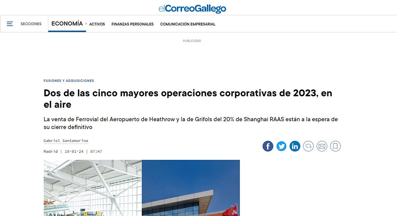 Dos de las cinco mayores operaciones corporativas de 2023, en el aire